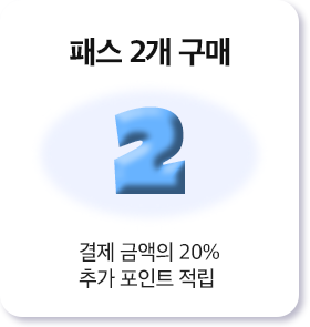 패스 2개 결제 금액의 20% 추가 포인트 적립