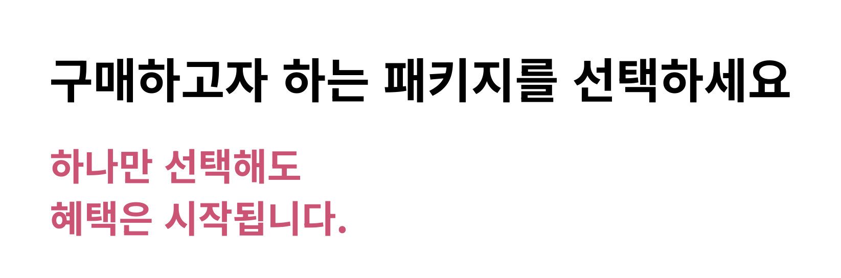 구매하고자 하는 패키지를 선택하세요